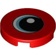 Tile Round 2 x 2 with Blue Eye, Black Pupil Print / Red