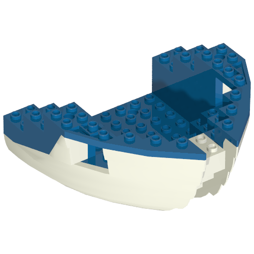 Lego Boat Hull Section, Small Bow 12 x 12 x 5 1/3 with Blue Top [Complete Assembly] / White