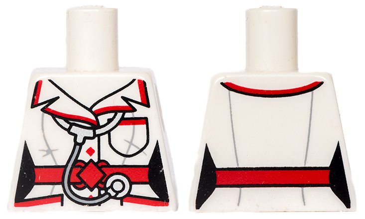 Lego Torso Batman Female Outline with Red Trim and Belt, Stethoscope and Pockets Pattern