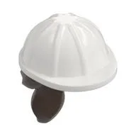 Hair and Helmet, Construction / Hard Hat, Ponytail Dark Brown Pattern / White