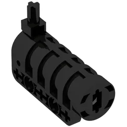 Launcher, Technic Competition Cannon, Round Bottom with Same Color Ends / Black