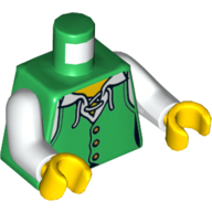 Lego Torso Vest with White Laces Print, White Arms, Yellow Hands