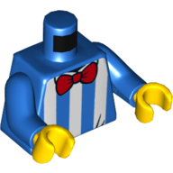 Lego Torso Shirt with White Stripes and Red Bow Tie Print, Blue Arms, Yellow Hands / Blue