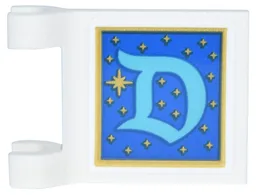 Flag 2 x 2 Square with Flared Edge with Medium Azure Stylized Letter D on Blue Background with Gold Stars Pattern (Sticker) - Set 43302