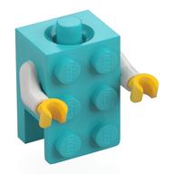 Lego Minifig Torso Brick Suit with White Arms, Yellow Hands / White