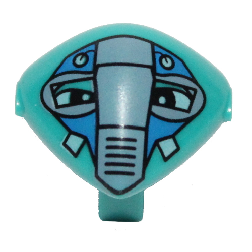Lego Minifig Head Special with Clip and Blue Face Mask Print (Martian) / Dark Turquoise