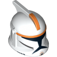 Lego Helmet Clone Trooper Phase 1, with Side Holes, Orange Stripe Print / White