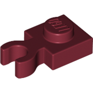 Lego Plate Special 1 x 1 with Clip Vertical [Thick Open O Clip] / Dark Red