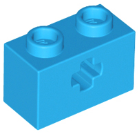 Lego Technic, Brick 1 x 2 with Axle Hole / Dark Azure