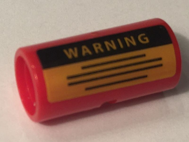 Lego Technic, Pin Connector Round 2L with Slot with 'WARNING' and Yellow Rectangle with Black Lines Pattern (Sticker) - Set 10274