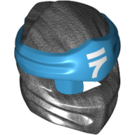 Lego Wrap with Long Back Knot, Dark Azure Band Pattern with Asian Symbol Print