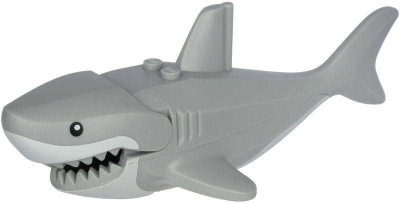 Lego Shark Large with Gills with White Mouth and Stomach and Black Eyes Pattern