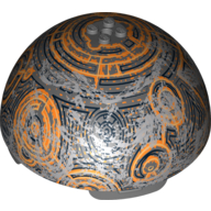 Lego Dome Hemisphere 11 x 11 with 2 x 2 Studs on Top and Coruscant Black / Gold / Orange Planet Print (75007)