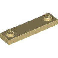 Lego Plate Special 1 x 4 with 2 Studs, 3 Bottom Tubes / Tan