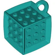 Die - 6 Sided with 3 x 3 Centre Studs, and Ring (DOTS) / Dark Turquoise