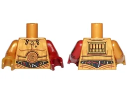 Torso SW C-3PO with Dark Blue, Red and White Wires Pattern / Dark Red Arm Left with C-3PO Droid Pattern / Pearl Gold Arm Right with C-3PO Droid Pattern / Dark Red Hand Left / Pearl Gold Hand Right