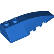 Lego Brick Wedged, Curved 6 x 2 Right, Inner Ridges / Blue