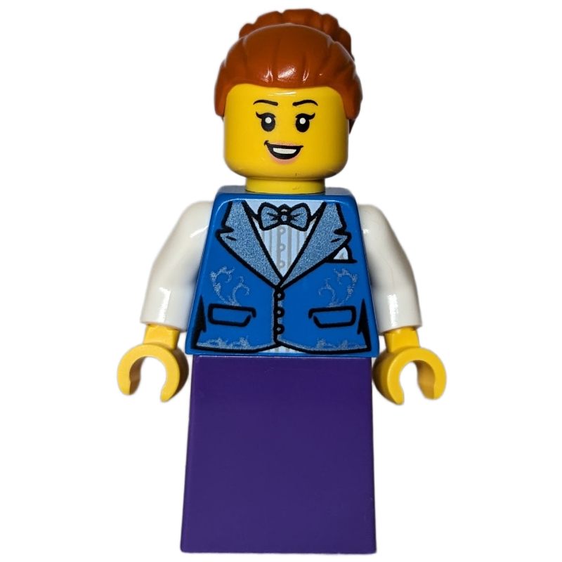 Lego Passenger, Blue Torso, Dark Purple Dress, Dark Orange Hair