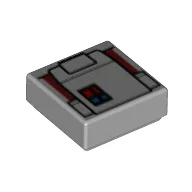 Tile 1 x 1 with Red/Blue Buttons, Pocket Print / Light Bluish Gray