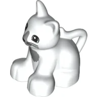 Duplo Animal Cat / Kitten Sitting with Gray Nose and Chest Print