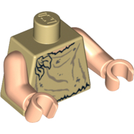 Lego Torso Smock, Knot Tied at Shoulder Print, Light Nougat Arms and Hands / Tan