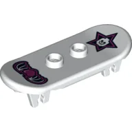 Sports Skateboard with Trolley Wheel Holders with Minifig Skull on Star and Winged Heart Print