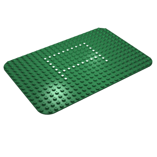 Lego Baseplate 16 x 24 with Rounded Corners and Set 344 Dots Print / Green
