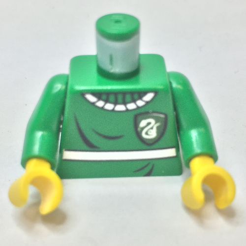 Lego Torso Quidditch Sweater with Slytherin Crest Print, Green Arms, Yellow Hands / Green