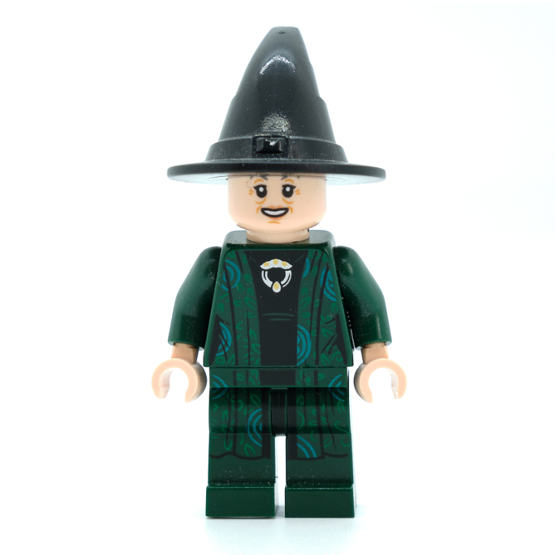 Lego Professor Minerva McGonagall, Dark Green Robes, Black Hat (Dual Sided Head)