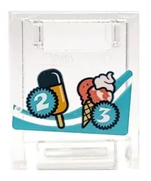 Container, Box 2 x 2 x 2 Door with Slot with Popsicle, Ice Cream Cone, Number 2 and 3 on Dark Turquoise Starbursts and Stripes Pattern (Sticker) - Set 41414