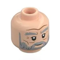 Minifig Head Aberforth Dumbledore, Dark Bluish Grey Eyebrows, Full Beard, Wrinkles, Smirk / Stern / Light Nougat