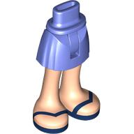 Lego Minidoll Hips and Short Skirt with Light Nougat Legs, Dark Blue Sandals print / Blue Violet