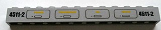 Lego Brick 1 x 12 with '4511-2' and 'POWER', 'PNEUMATICS', 'OIL' and 'WATER' Pattern (Stickers) - Sets 4511 / 10158