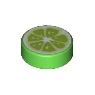 Tile Round 1 x 1 with Lime Wedge Print / Bright Green