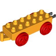 Lego Duplo Train Chassis 2 x 6 with Red Train Wheels and Moveable Hook / Bright Light Orange
