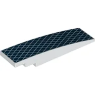 Brick Curved 8 x 2 No Studs with Dark Blue Background, White Diamond Pattern Print / White