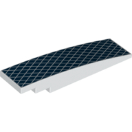 Lego Brick Curved 8 x 2 No Studs with Dark Blue Background, White Diamond Pattern print / White