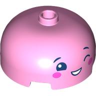 Lego Brick Round 3 x 3 Dome with Center Stud with Face, Winking print