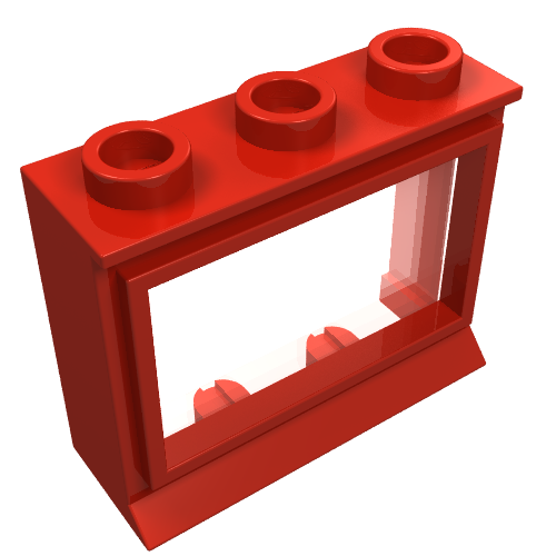 Lego Window 1 x 3 x 2 Classic with Long Sill [Complete] / Red