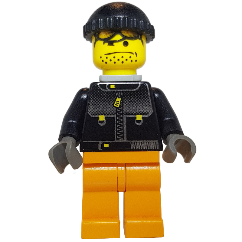 Lego Snowboarder, Black Jacket, Black Hat, Neck Bracket