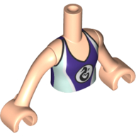 Lego Minidoll Torso Girl Dark Purple/Bright Light Blue Swimming Suit with Sea Horse Logo / Light Nougat