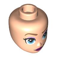 Lego Minidoll Head, Dark Tan Eyebrows, Lavender Eyeshadow, Bright Light Blue Eyes, Dark Purple Lips / Light Nougat