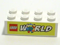 Brick 2 x 4 with LEGO World Pattern
