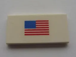 Tile 2 x 4 with United States of America (USA) Flag Small Pattern (Sticker) - Sets 10213 / 10231