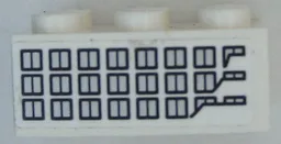 Brick 2 x 3 with 24 Silver Windows with Dark Blue Outlines Pattern Model Left Side (Sticker) - Sets 40227 / 40318