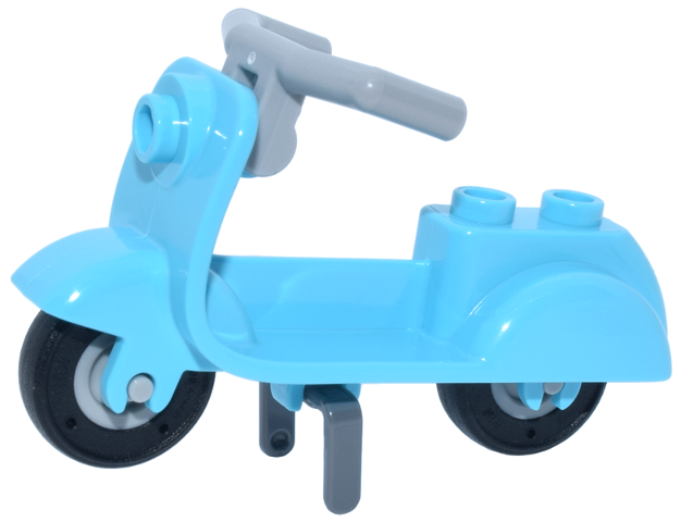Lego Scooter with Dark Bluish Gray Stand, Light Bluish Gray Angular Handlebars, and Light Bluish Gray Wheels