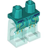 Lego Hips and Trans-Light Blue Legs with Gold and Dark Blue Circuitry print