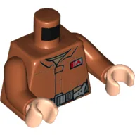 Torso Pilot Jumpsuit with Dark Bluish Gray Belt and Resistance Commander Insignia Print (Poe Dameron), Dark Orange Arms, Light Nougat Hands / Dark Orange