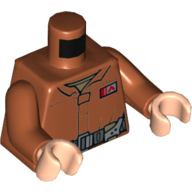 Lego Torso Pilot Jumpsuit with Dark Bluish Gray Belt and Resistance Commander Insignia Print (Poe Dameron), Dark Orange Arms, Light Nougat Hands / Dark Orange