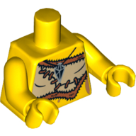 Lego Torso Animal Skin Top with Black and Silver Amulet Print, Yellow Arms and Hands / Yellow